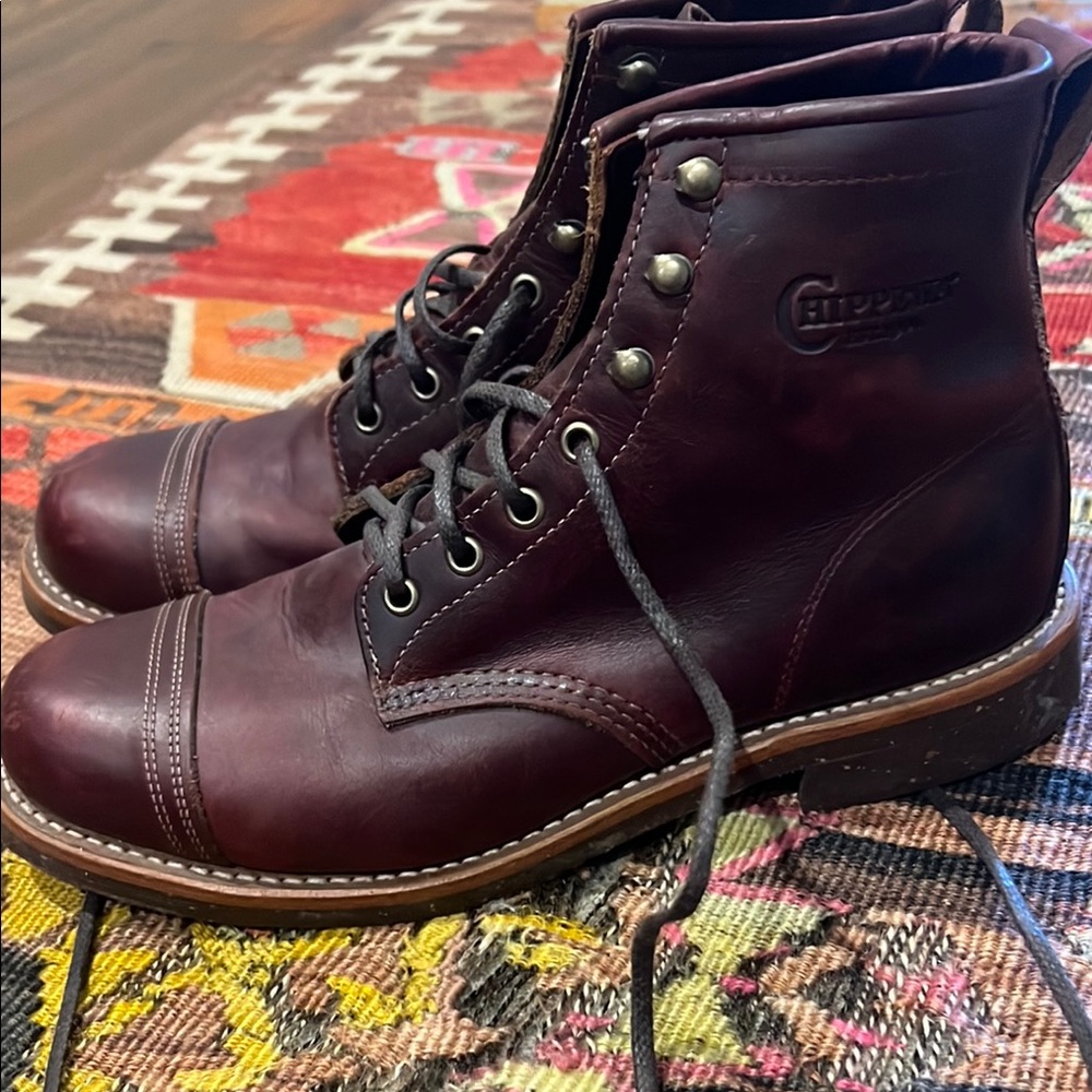 Chippewa Men's Burgundy Leather Boots